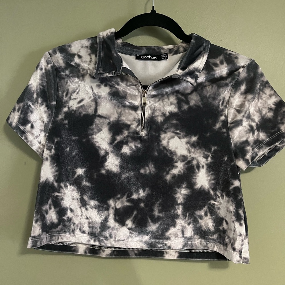Velvet Cropped Tie-Dye Top
